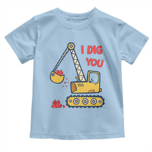 Valentine's Day Toddler T Shirt I Dig You Construction Truck Heart TS09 Light Blue Print Your Wear