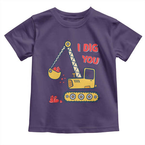 Valentine's Day Toddler T Shirt I Dig You Construction Truck Heart TS09 Purple Print Your Wear