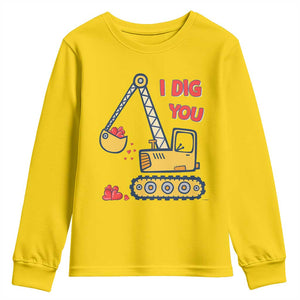 Valentine's Day Youth Sweatshirt I Dig You Construction Truck Heart TS09 Daisy Print Your Wear