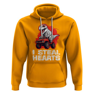 Valentine's Day Hoodie I Steal Hearts Cool Dinosaur Riding Monster Truck TS09 Gold Printyourwear