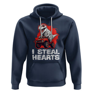 Valentine's Day Hoodie I Steal Hearts Cool Dinosaur Riding Monster Truck TS09 Navy Printyourwear