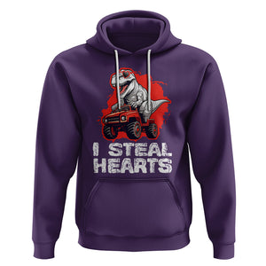 Valentine's Day Hoodie I Steal Hearts Cool Dinosaur Riding Monster Truck TS09 Purple Printyourwear