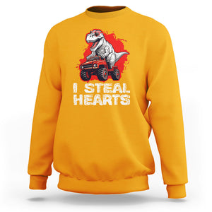 Valentine's Day Sweatshirt I Steal Hearts Cool Dinosaur Riding Monster Truck TS09 Gold Printyourwear