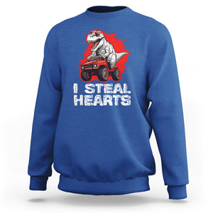 Valentine's Day Sweatshirt I Steal Hearts Cool Dinosaur Riding Monster Truck TS09 Royal Blue Printyourwear