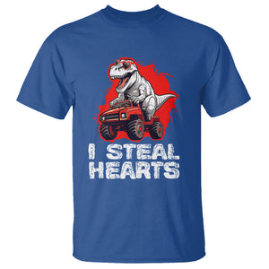 Valentine's Day T Shirt I Steal Hearts Cool Dinosaur Riding Monster Truck TS09 Royal Blue Printyourwear