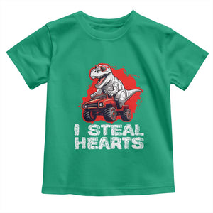 Valentine's Day Toddler T Shirt I Steal Hearts Cool Dinosaur Riding Monster Truck TS09 Irish Green Print Your Wear