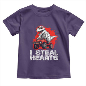 Valentine's Day Toddler T Shirt I Steal Hearts Cool Dinosaur Riding Monster Truck TS09 Purple Print Your Wear