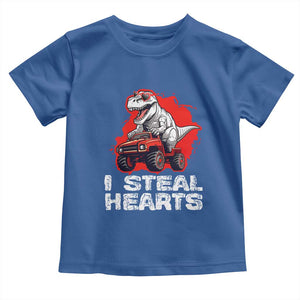 Valentine's Day Toddler T Shirt I Steal Hearts Cool Dinosaur Riding Monster Truck TS09 Royal Blue Print Your Wear