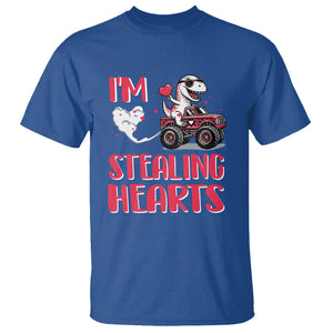 Valentine's Day T Shirt I Steal Hearts Cute Dinosaur Riding Monster Truck TS09 Royal Blue Printyourwear