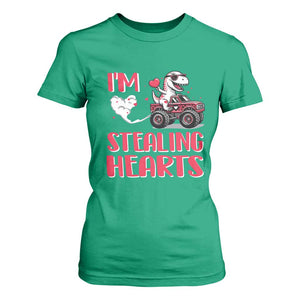 Valentine's Day T Shirt For Women I Steal Hearts Cute Dinosaur Riding Monster Truck TS09 Irish Green Print Your Wear