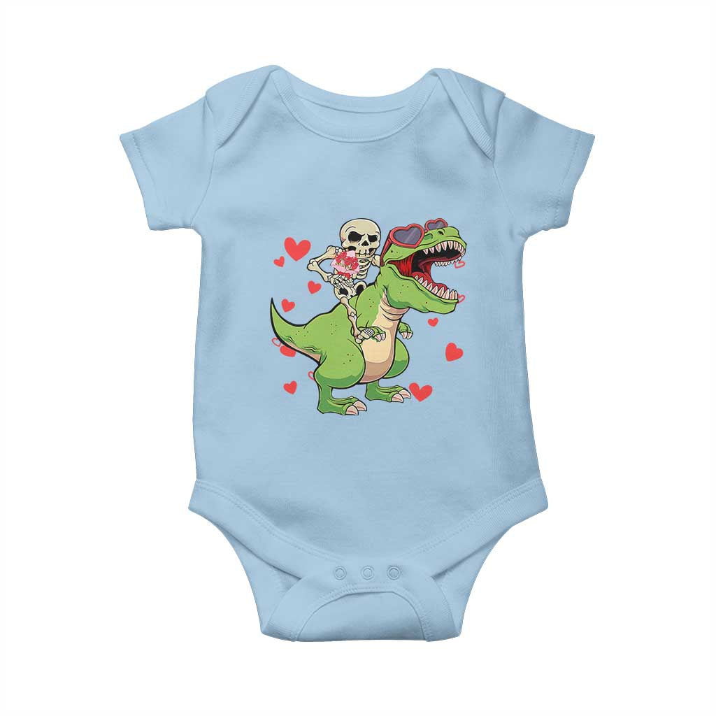 Valentine's Day Baby Onesie Skeleton Riding Dinosaur Rose Bouquet TS09 Light Blue Print Your Wear