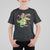 Valentine's Day T Shirt For Kid Skeleton Riding Dinosaur Rose Bouquet TS09 Black Printyourwear