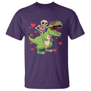 Valentine's Day T Shirt Skeleton Riding Dinosaur Rose Bouquet TS09 Purple Printyourwear