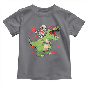 Valentine's Day Toddler T Shirt Skeleton Riding Dinosaur Rose Bouquet TS09 Charcoal Print Your Wear