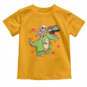 Valentine's Day Toddler T Shirt Skeleton Riding Dinosaur Rose Bouquet TS09 Gold Print Your Wear