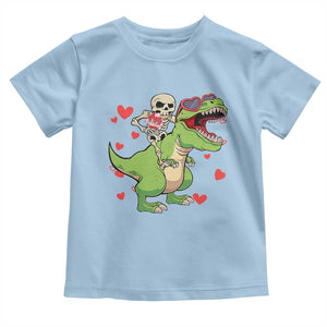 Valentine's Day Toddler T Shirt Skeleton Riding Dinosaur Rose Bouquet TS09 Light Blue Print Your Wear