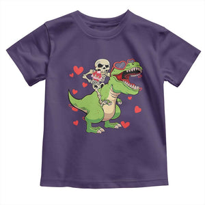 Valentine's Day Toddler T Shirt Skeleton Riding Dinosaur Rose Bouquet TS09 Purple Print Your Wear