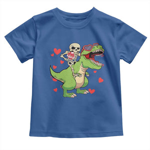 Valentine's Day Toddler T Shirt Skeleton Riding Dinosaur Rose Bouquet TS09 Royal Blue Print Your Wear