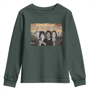 Black Women History Youth Sweatshirt Harriet Led So Rosa Could Sit Black History TS09 Dark Forest Green Print Your Wear