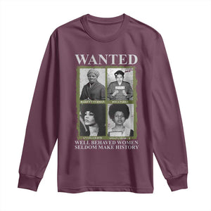 Black Women History Long Sleeve Shirt Harriet Tubman Rosa Parks Angela Davis Assata Shakur TS09 Maroon Print Your Wear