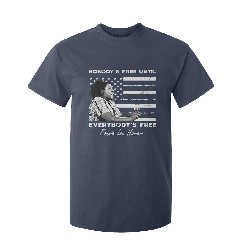 Fannie Lou Hamer T Shirt For Kid Nobody's Free Until Everybody's Free Black History TS09 Navy Print Your Wear