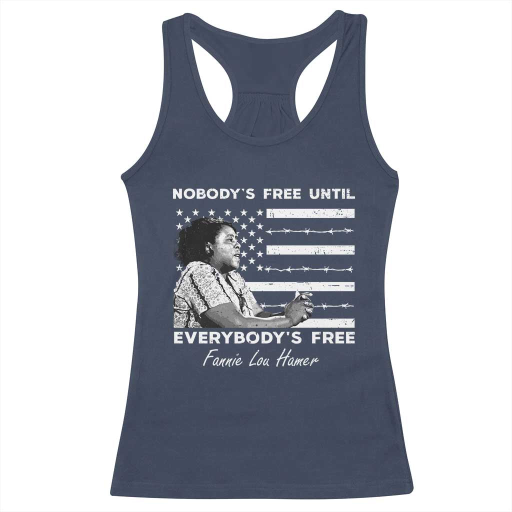 Fannie Lou Hamer Racerback Tank Top Nobody's Free Until Everybody's Free Black History TS09 Navy Print Your Wear