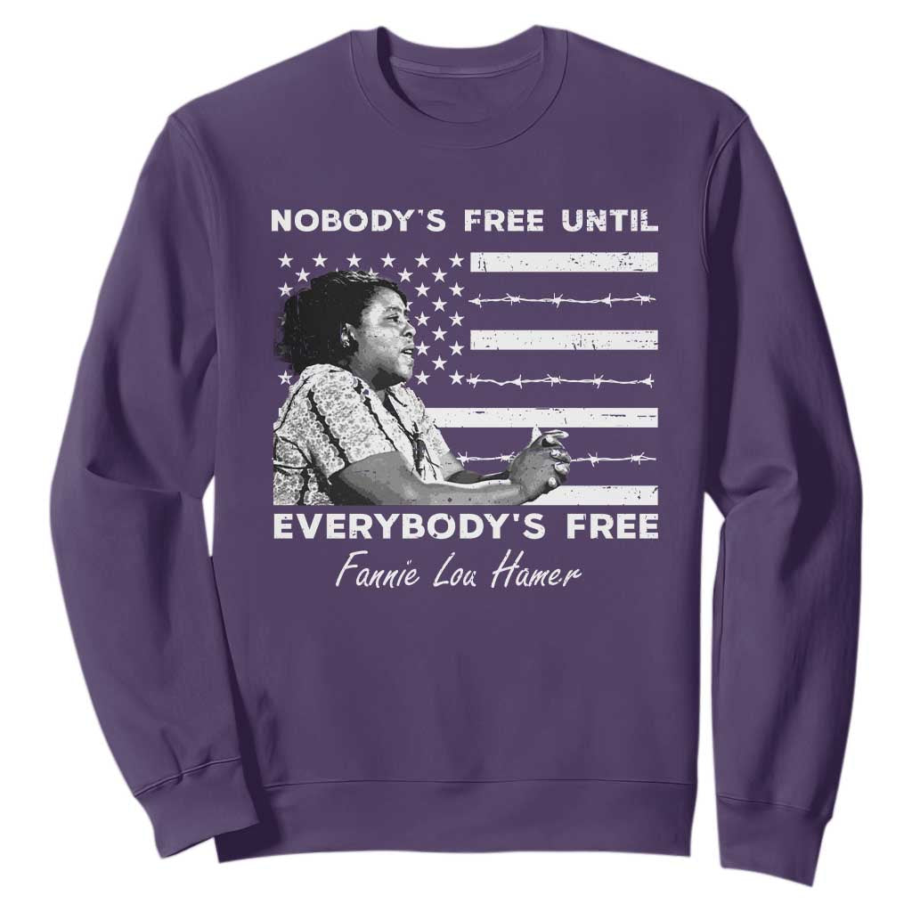 Fannie Lou Hamer Sweatshirt Nobody's Free Until Everybody's Free Black History TS09 Purple Print Your Wear
