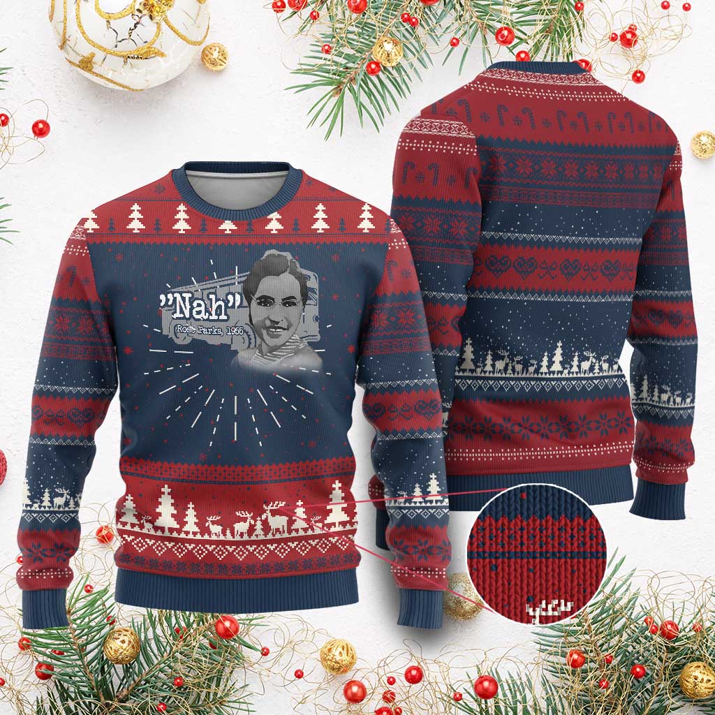 Nah Rosa Parks Ugly Christmas Sweater Bus 1955 Black History Month TS09 Burgundy Print Your Wear