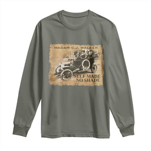 Madam C.J. Walker Long Sleeve Shirt Self Made No Shade Black History TS09 Military Green Print Your Wear