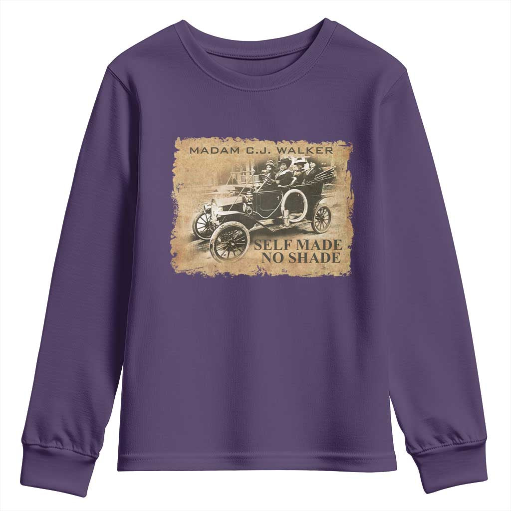 Madam C.J. Walker Youth Sweatshirt Self Made No Shade Black History TS09 Purple Print Your Wear