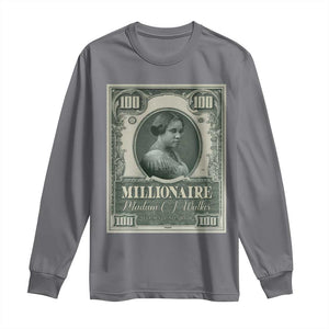 Madam C.J. Walker Long Sleeve Shirt Millionaire Black Women Pride TS09 Charcoal Print Your Wear