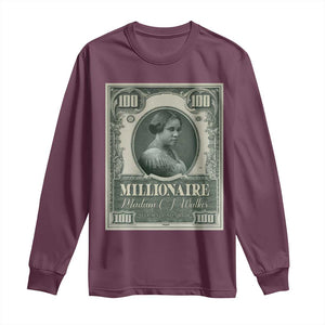 Madam C.J. Walker Long Sleeve Shirt Millionaire Black Women Pride TS09 Maroon Print Your Wear