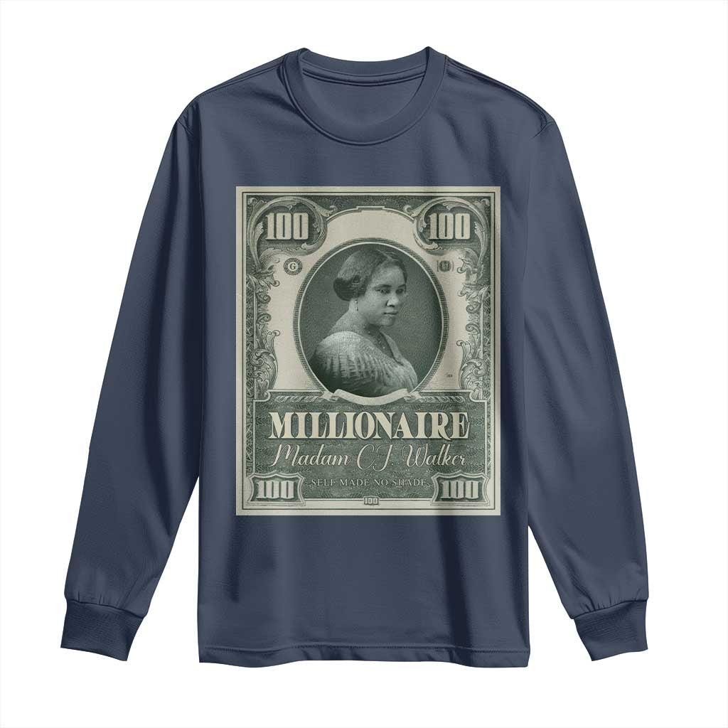 Madam C.J. Walker Long Sleeve Shirt Millionaire Black Women Pride TS09 Navy Print Your Wear