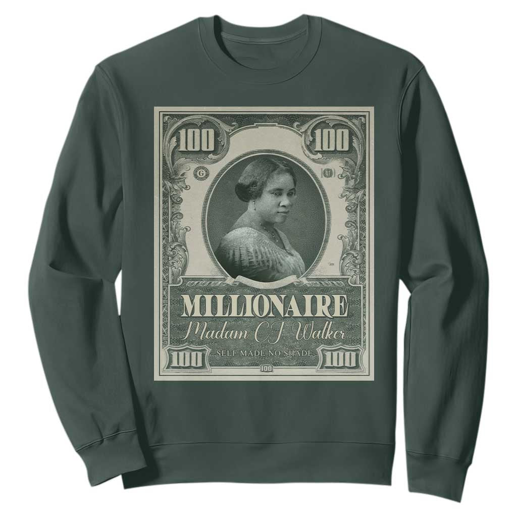 Madam C.J. Walker Sweatshirt Millionaire Black Women Pride TS09 Dark Forest Green Print Your Wear