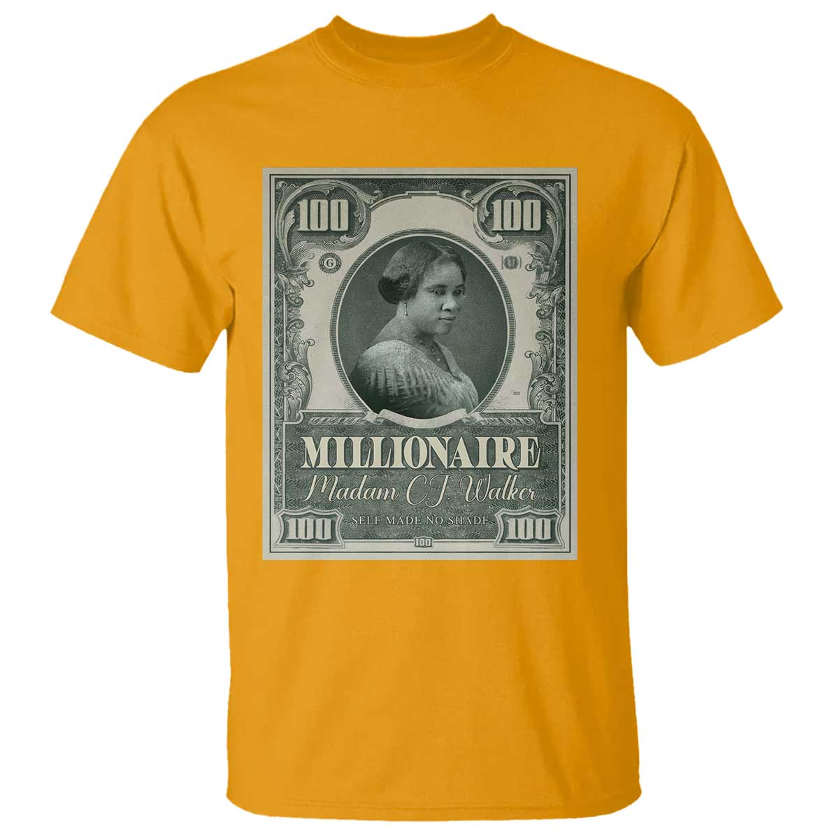 Madam C.J. Walker T Shirt Millionaire Black Women Pride TS09 Gold Print Your Wear