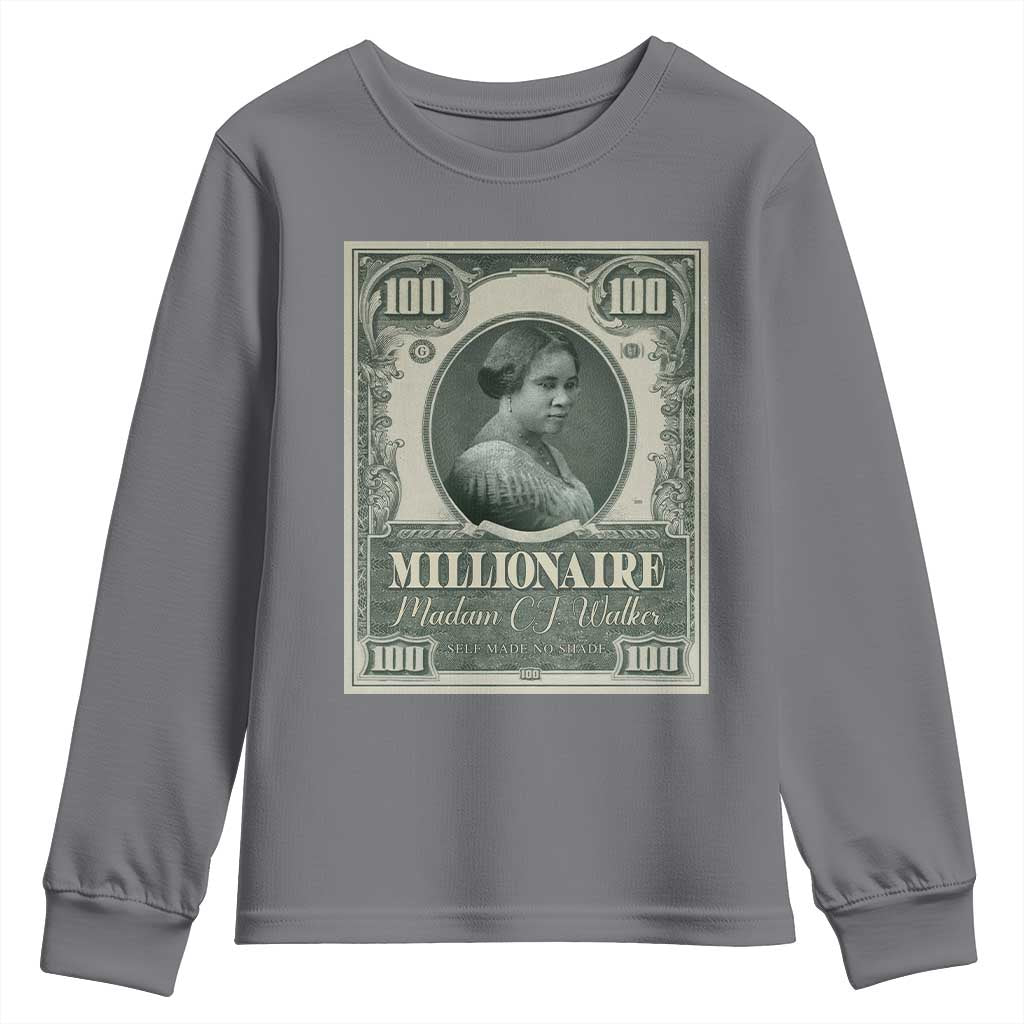 Madam C.J. Walker Youth Sweatshirt Millionaire Black Women Pride TS09 Charcoal Print Your Wear