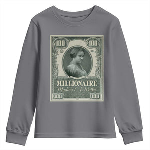 Madam C.J. Walker Youth Sweatshirt Millionaire Black Women Pride TS09 Charcoal Print Your Wear