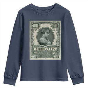 Madam C.J. Walker Youth Sweatshirt Millionaire Black Women Pride TS09 Navy Print Your Wear