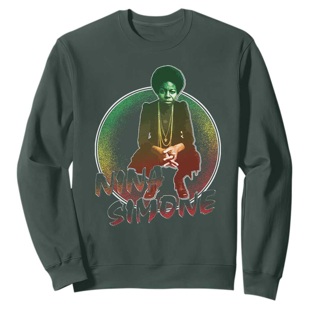 Nina Simone Sweatshirt Black Women History Pride TS09 Dark Forest Green Print Your Wear