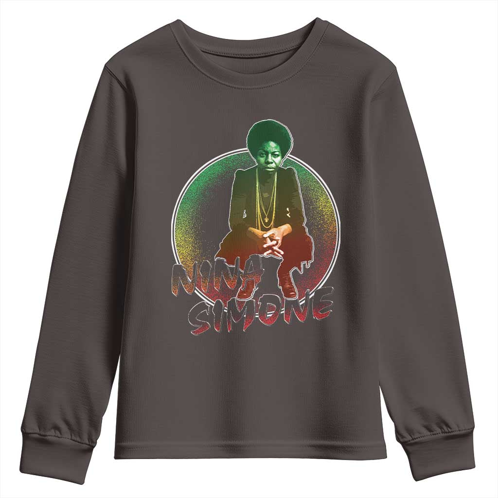 Nina Simone Youth Sweatshirt Black Women History Pride TS09 Dark Chocolate Print Your Wear