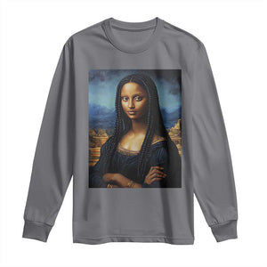 Black Women Pride Long Sleeve Shirt Melanin Mona Lisa Afro Queen Aesthetic Black History TS09 Charcoal Print Your Wear