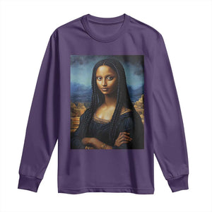 Black Women Pride Long Sleeve Shirt Melanin Mona Lisa Afro Queen Aesthetic Black History TS09 Purple Print Your Wear