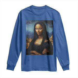 Black Women Pride Long Sleeve Shirt Melanin Mona Lisa Afro Queen Aesthetic Black History TS09 Royal Blue Print Your Wear