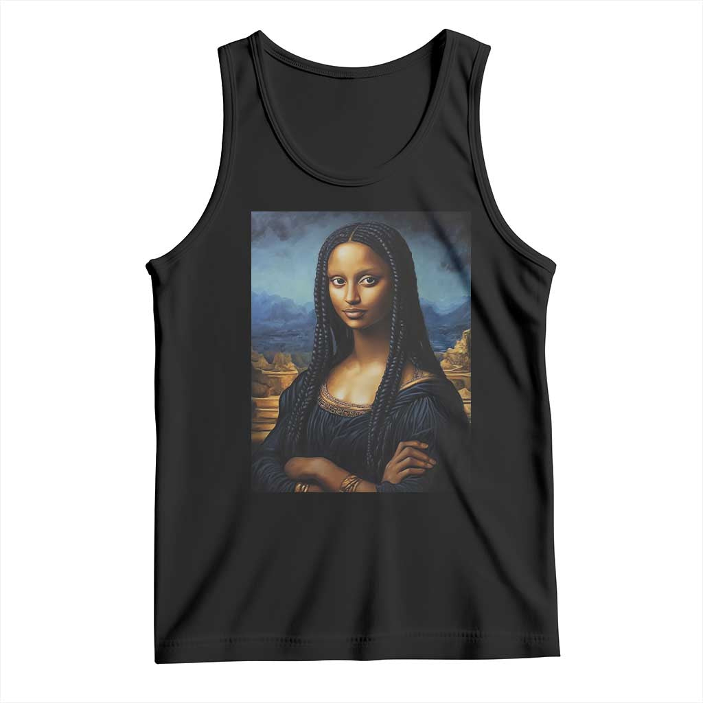 Black Women Pride Tank Top Melanin Mona Lisa Afro Queen Aesthetic Black History TS09 Black Print Your Wear