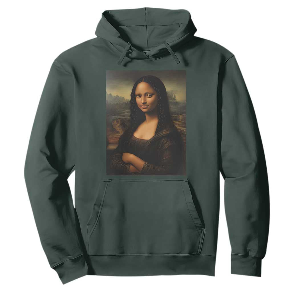 Black Mona Lisa Hoodie Melanin Pretty Aesthetic Black History TS09 Dark Forest Green Print Your Wear