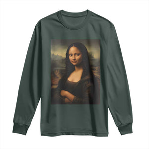 Black Mona Lisa Long Sleeve Shirt Melanin Pretty Aesthetic Black History TS09 Dark Forest Green Print Your Wear