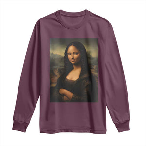 Black Mona Lisa Long Sleeve Shirt Melanin Pretty Aesthetic Black History TS09 Maroon Print Your Wear