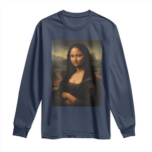 Black Mona Lisa Long Sleeve Shirt Melanin Pretty Aesthetic Black History TS09 Navy Print Your Wear