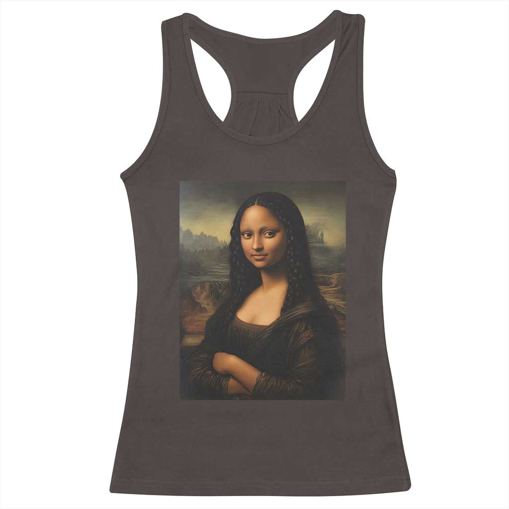Black Mona Lisa Racerback Tank Top Melanin Pretty Aesthetic Black History TS09 Dark Chocolate Print Your Wear