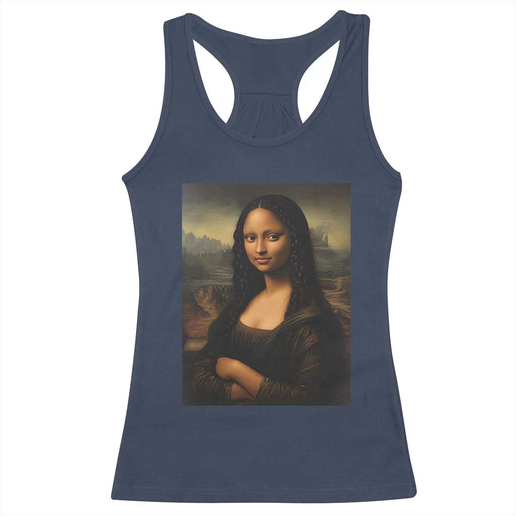 Black Mona Lisa Racerback Tank Top Melanin Pretty Aesthetic Black History TS09 Navy Print Your Wear